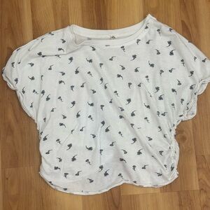 White T-Shirt with Navy Floral Print and matching baggy pants